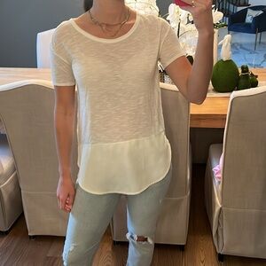Hollister Cream Asymmetrical Short Sleeve T-Shirt